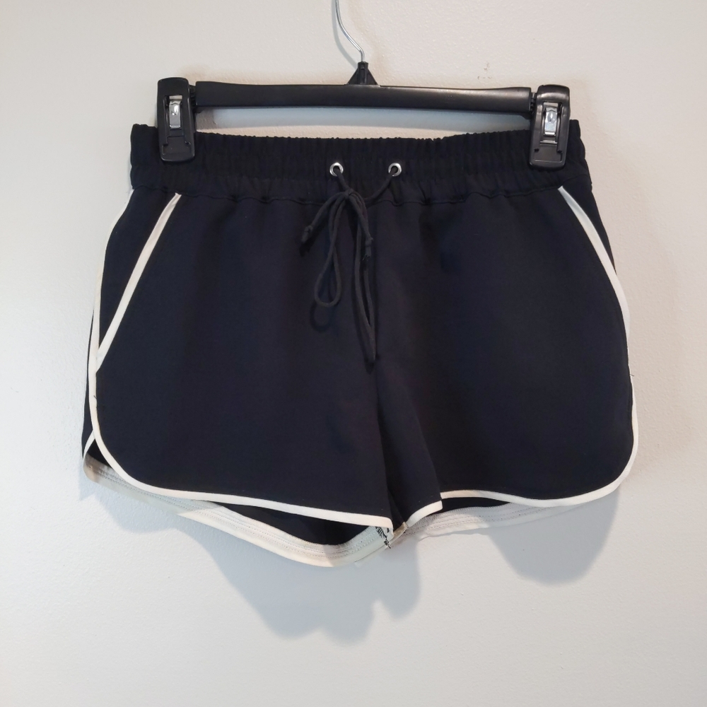 Wilfred Black Silk lined track style shorts